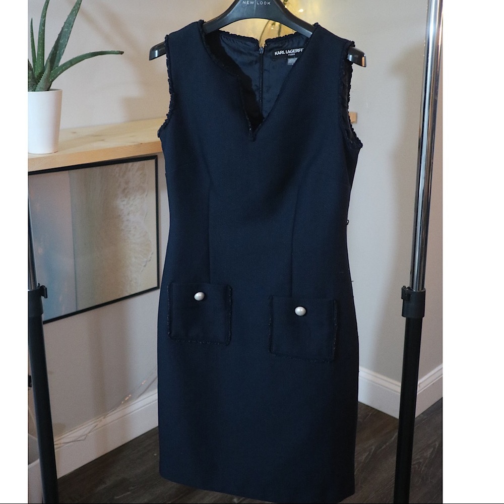 Karl Lagerfeld Blue Tweed Dress-Size 2